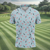 Maxcorners Funny Flamingos Golf Polo Shirt, Golfing Apparel, Mens Golf Gift, Funny Golf Polos
