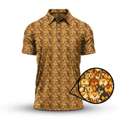 Maxcorners Corgi Pattern Golf Shirt, Funny Dog Golf Shirt, Corgi Golf Shirt For Golfer, Crazy Golf Shirt For Men
