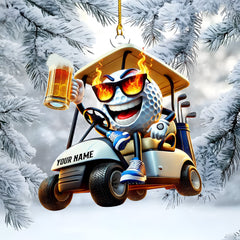 Maxcorners Golf Beer Custom Acrylic Ornaments, Golf Christmas Ornaments, Christmas Golf Gift