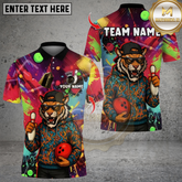 Maxcorners Bowling Funny Tiger Colorful Multicolor Customized Name, Team Name 3D Shirts