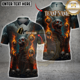 Maxcorners Billiards Fiery Skeleton with 8-Balls Multicolor Customized Name, Team Name 3D Shirt