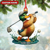 Maxcorners Personalized Acrylic Duck Golf Christmas Ornament - Custom Name Funny Hunter Gift for Golf Lovers LM0110