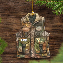 Maxcorners Personalized Camo Hunting Vest Ornament Custom Name Christmas Tree Decoration Gift for Hunters LM0110