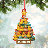 Maxcorners Personalized Funny Rubber Duck Acrylic Christmas Tree Ornament - Custom Name Xmas Decoration for Hunter or Family, Cute Holiday Ornament LM0411
