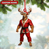 Maxcorners Personalized Karate Deer Ornament, Custom Name Martial Arts Christmas Decoration
LM0411