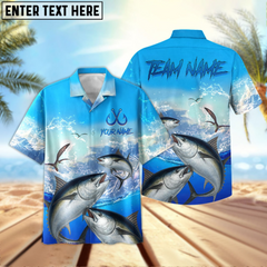 Maxcorners Bluefin Tuna Fishing Seabird Sunset Personalized Name, Team Name 3D Hawaiian Shirt