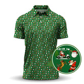 Maxcorners Christmas Golf Shirt, Hohoho Pattern Golf Shirt, Xmas Golf Shirt, Golf Gift For Men