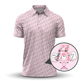 Maxcorners Ghost Of Halloween Pattern Golf Shirt, Funny Breast Cancer Golf Shirt, Ladies Golf Shirts