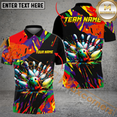 Maxcorners Black And Color Ink Bowling Jersey Multicolor Options Personalized Name, Team Name 3D Shirt