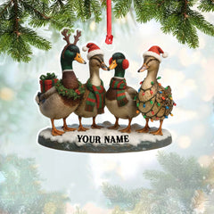 Maxcorners Custom Name Duck Family Ornament, Mallard Christmas Decor