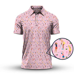 Maxcorners Breast Cancer Golf Shirt, Funny Pattern Golf Shirt, Golf Gift For Golfer