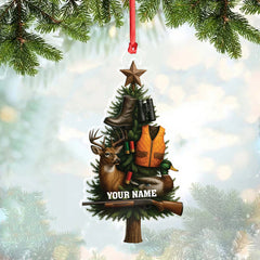 Maxcorners Custom Name Hunting Christmas Tree Ornament, Deer & Duck Hunter Decor, Personalized Outdoorsman Gift
