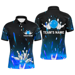 Maxcorners Bowling Flame Bowling Ball and Pins Multicolor Option Customized Name 3D Shirt