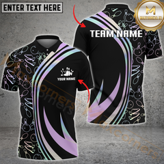 Maxcorners Bowling Neon Pastel Wave Personalized Name 3D Unisex Shirt