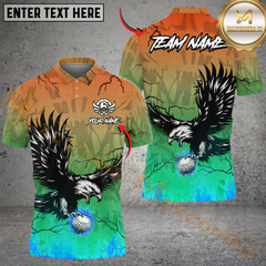 Maxcorners Flaming Swing Eagle Golf Shirt, Customized Name & Team Name 3D Shirts (4 Colors)