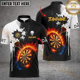Maxcorners Darts Flame Personalized Name Men And Women 3D Polo Shirt Custom Team Jersey (4 Colors)