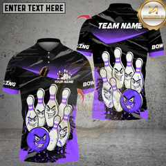 Maxcorners Bowling Angry Ball vs Screaming Pins Multicolor Customized Name, Team Name 3D Shirts