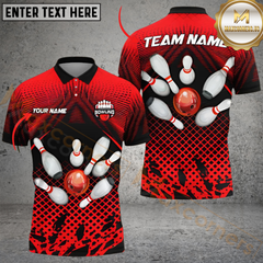 Maxcorners Bowling Strike Multicolor Personalized Name, Team Name 3D Shirt