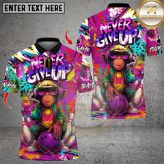 Maxcorners Never Give Up Funky Monkey Graffiti Bowling Multicolor Customized Name, Team Name 3D Shirts