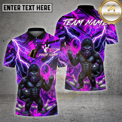 Maxcorners Bowling Shirts Gorilla Lightning Strike Multi Options Personalized Name, Team Name 3D Shirt