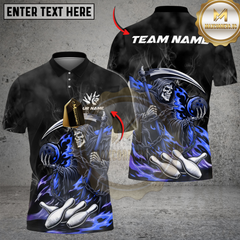 Maxcorners Bowling And Pins Flame Reaper Play Customized Name, Team Name 3D Shirt (4 Colors)