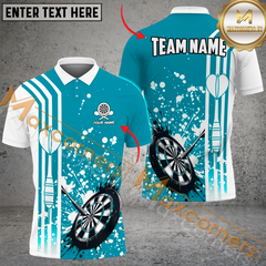 Maxcorners Darts Ink Splatter Mutilcolor Options Personalized Name, Team Name 3D Polo Shirt