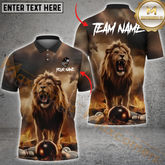 Maxcorners Fierce Lion Bowling Jersey Multicolor Options Personalized Name, Team Name 3D Polo Shirt
