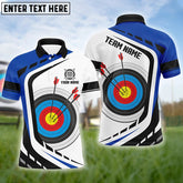 Maxcorners Personalized Archery Target White Blue Jersey Men Polo Shirts Custom Archery Outfit For Archer