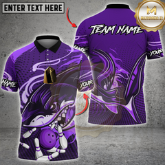 Maxcorners Bowling Shark Multicolor Customized Name, Team Name 3D Shirts