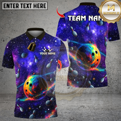Maxcorners Bowling Galactic Universe Multicolor Customized Name, Team Name 3D Shirts