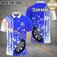 Maxcorners Darts Ink Splatter Mutilcolor Options Personalized Name, Team Name 3D Polo Shirt
