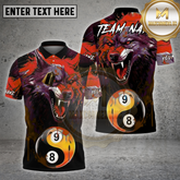Maxcorners Billiards Shirt Wolf 9-Ball 8 Ball Yin Yang Billiard Design Multicolor Options Personalized Name, Team Name 3D Shirt (4 Colors)