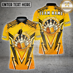 Maxcorners Bowling Shirt Beer Bowling Pins Lightning Bolt Pattern Multicolor Options Personalized Name, Team Name 3D Shirt