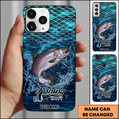 Maxcorners Chinook Fishing Phone Case Fish Scale Pattern Splash Design Personalized Name 3D Phone Case