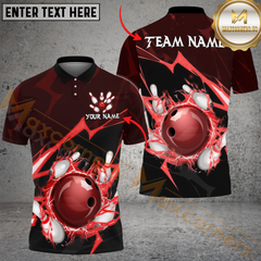 Maxcorners Thunder Strike Down Bowling Jersey Multicolor Option Customized Name, Team Name 3D Polo Shirt