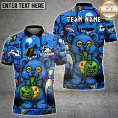 Maxcorners Bowling Shirt Zombie Teddy Cartoon Multioptions Personalized Name, Team Name Unisex 3D Shirt