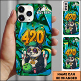 Maxcorners Bowling 420 Panda Cool Sunglasses Green Swirl Personalized Name Phone Case