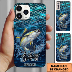 Maxcorners Tuna Fishing Phone Case Fish Scale Pattern Splash Design Personalized Name 3D Phone Case