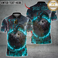 Maxcorners Bowling Fire Dragon & Bowling Ball Multicolor Customized Name, Team Name 3D Shirts