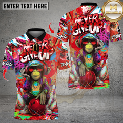 Maxcorners Never Give Up Funky Monkey Graffiti Bowling Multicolor Customized Name, Team Name 3D Shirts