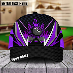 Maxcorners Billiards Blue Fire 8-Ball Personalized Name Cap