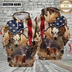 Maxcorners Custom Name Deer Hunting Skull Flag All Over Print Shirt
Best Gift For Hunter
