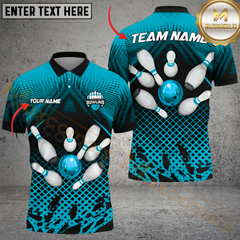 Maxcorners Bowling Strike Multicolor Personalized Name, Team Name 3D Shirt