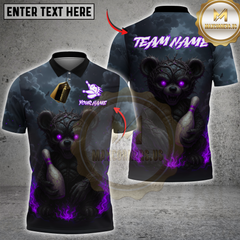 Maxcorners Bowling Evil Teddy Bear with Bowling Pin Multicolor Customized Name, Team Name 3D Shirts