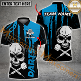 Maxcorners Darts Skull MutilColor Option Customized Name, Team Name 3D Polo Shirt