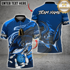 Maxcorners Bowling Shark Multicolor Customized Name, Team Name 3D Shirts