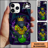 Maxcorners Bowling King Gorilla Purple Smoke Cannabis Personalized Name Phone Case