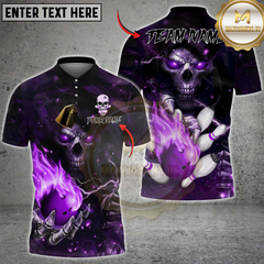Maxcorners Bowling Flame Skull Multicolor Customized Name, Team Name 3D Shirt
