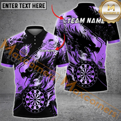 Maxcorners Darts Dragon Golden Dartboard Fire MutilColor Option Customized Name, Team Name 3D Polo Shirt