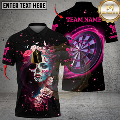 Maxcorners Dark Rose Reaper Neon Skull Multicolor Customized Name, Team Name 3D Shirts